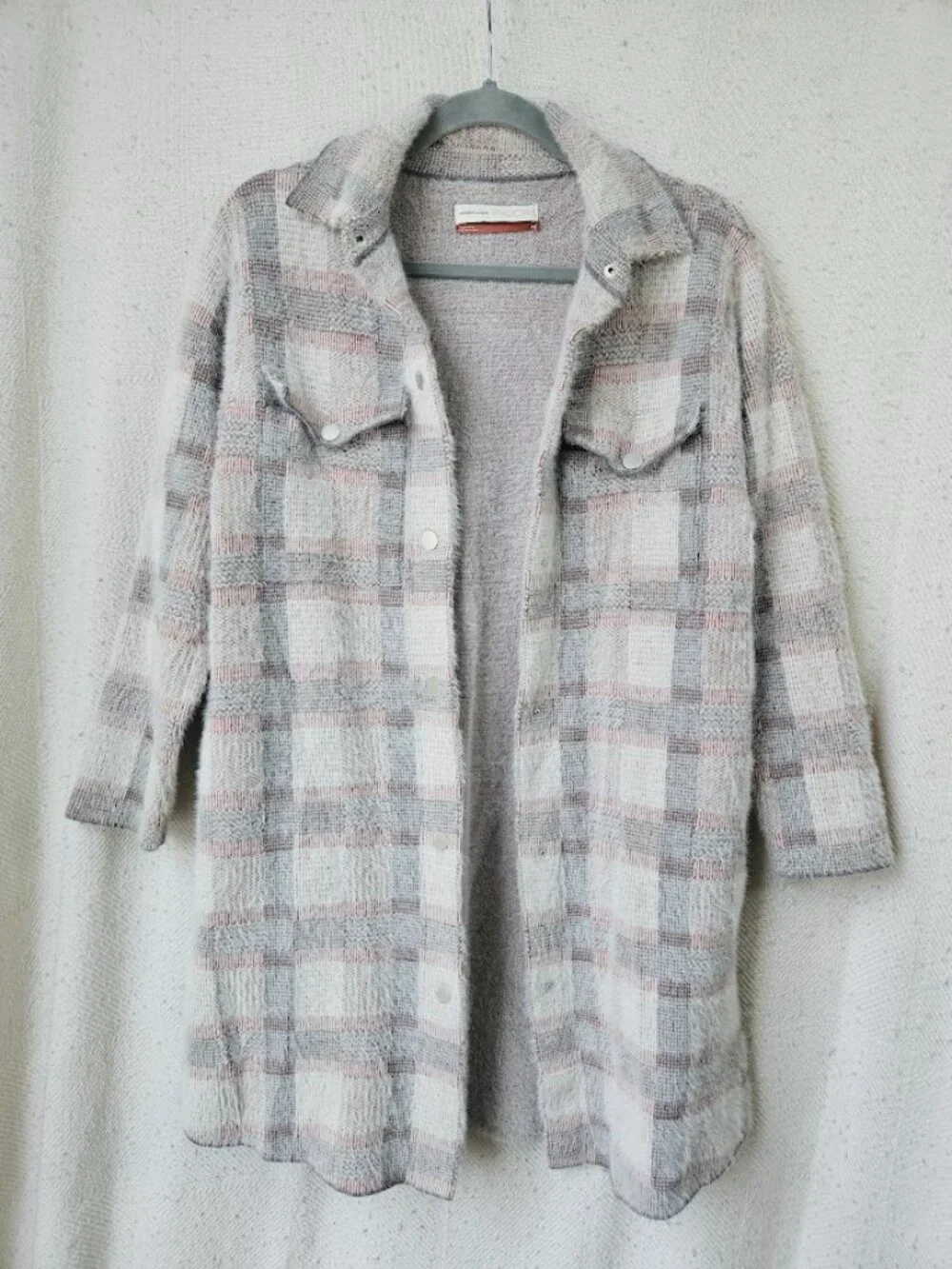 Anthropologie Pilcro Plaid Eliza Shacket Jacket Eyelash Pastel Checkered Size XS
